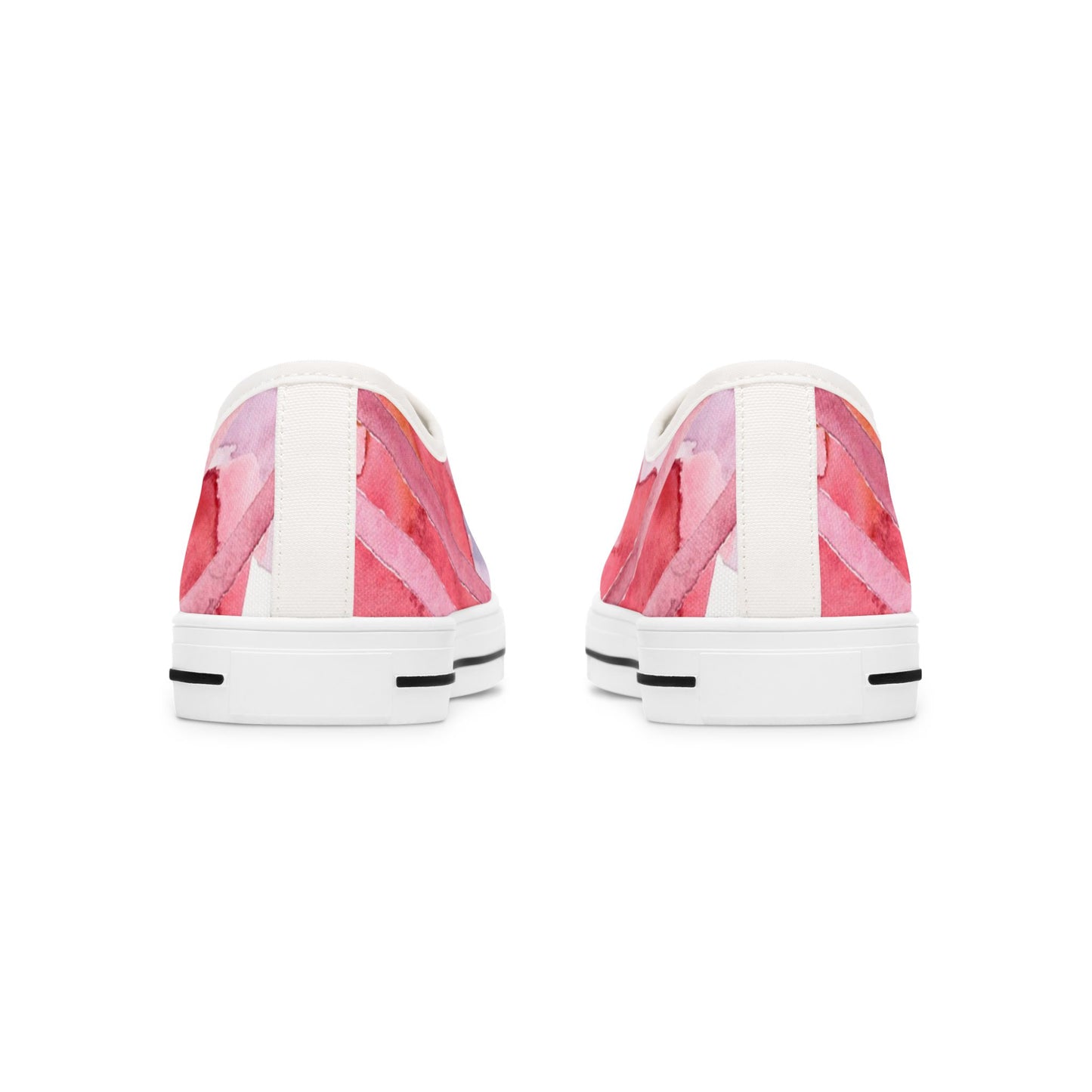 Pink Watercolor Floral Low Top Sneakers — Casual Canvas Shoes