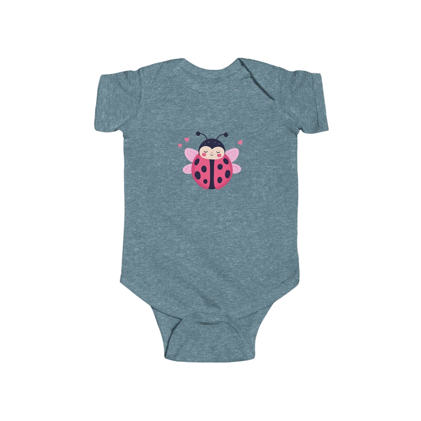 Cute Pink Ladybug Infant Bodysuit – Baby Girl Onesie with Heart Dots