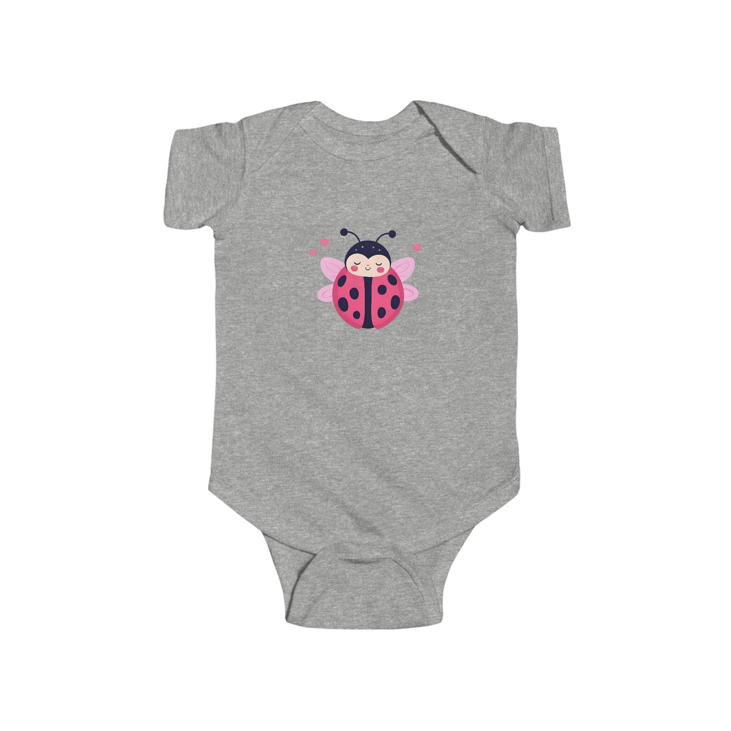 Cute Pink Ladybug Infant Bodysuit – Baby Girl Onesie with Heart Dots