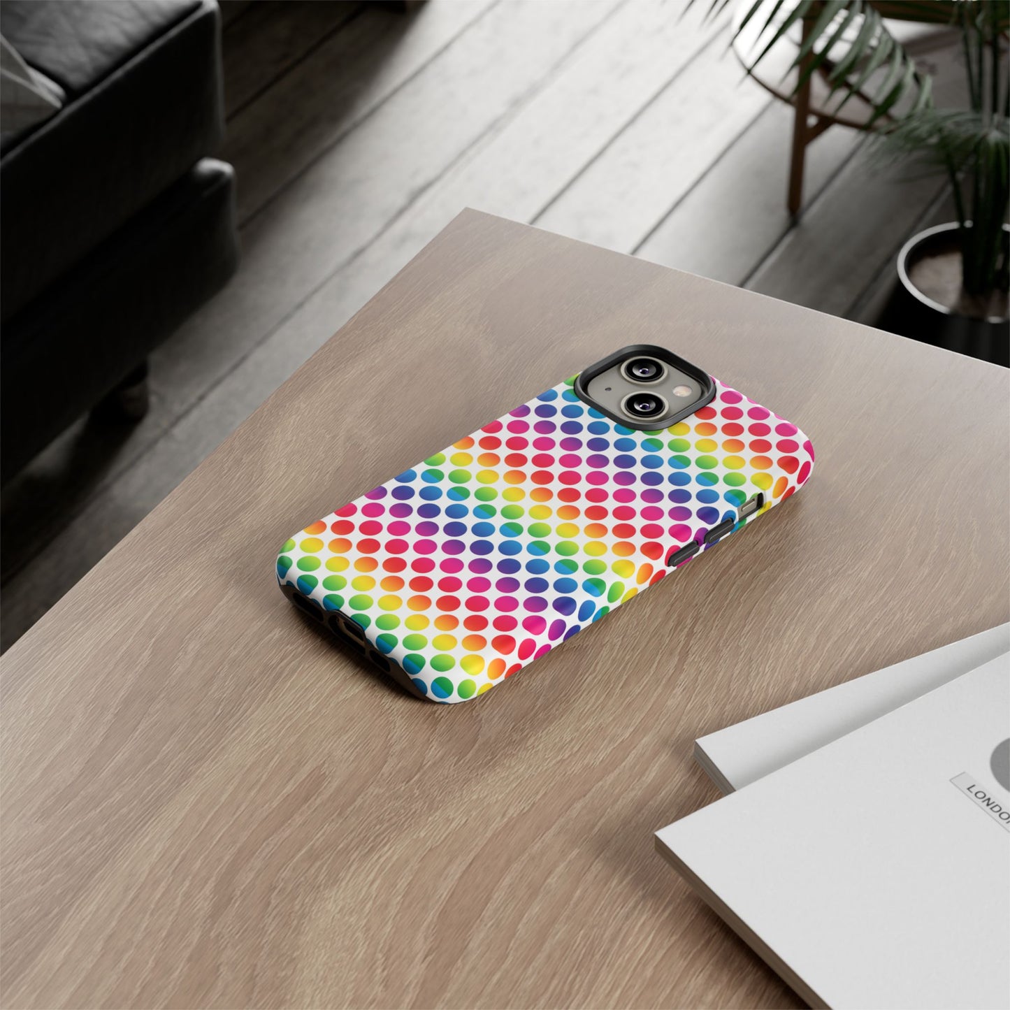 Rainbow Dot Phone Case, Colorful Phone Cover, Fun Phone Accessory, Gift for Friends, Trendy Mobile Case