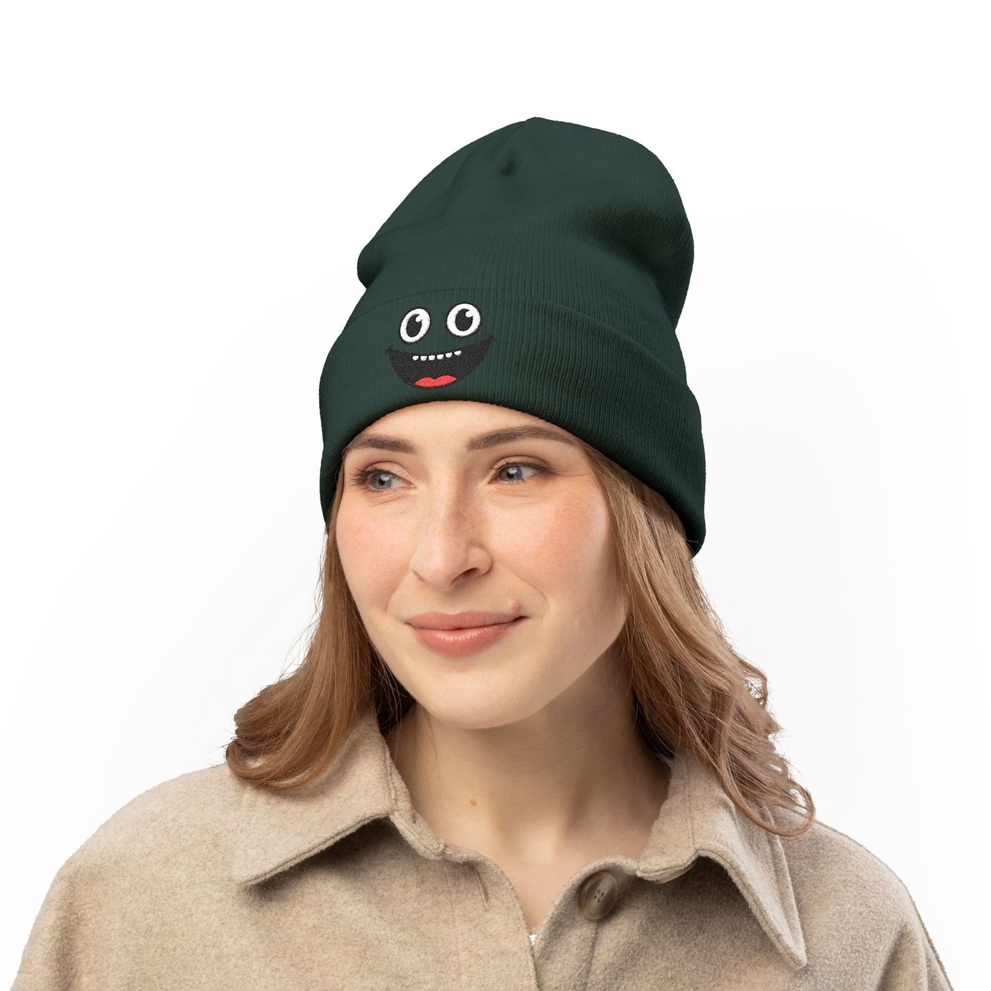 Smiley Face Knit Beanie - Cozy Winter Hat for Kids & Adults, Cute Gift for Birthdays, Holidays, Winter Fun