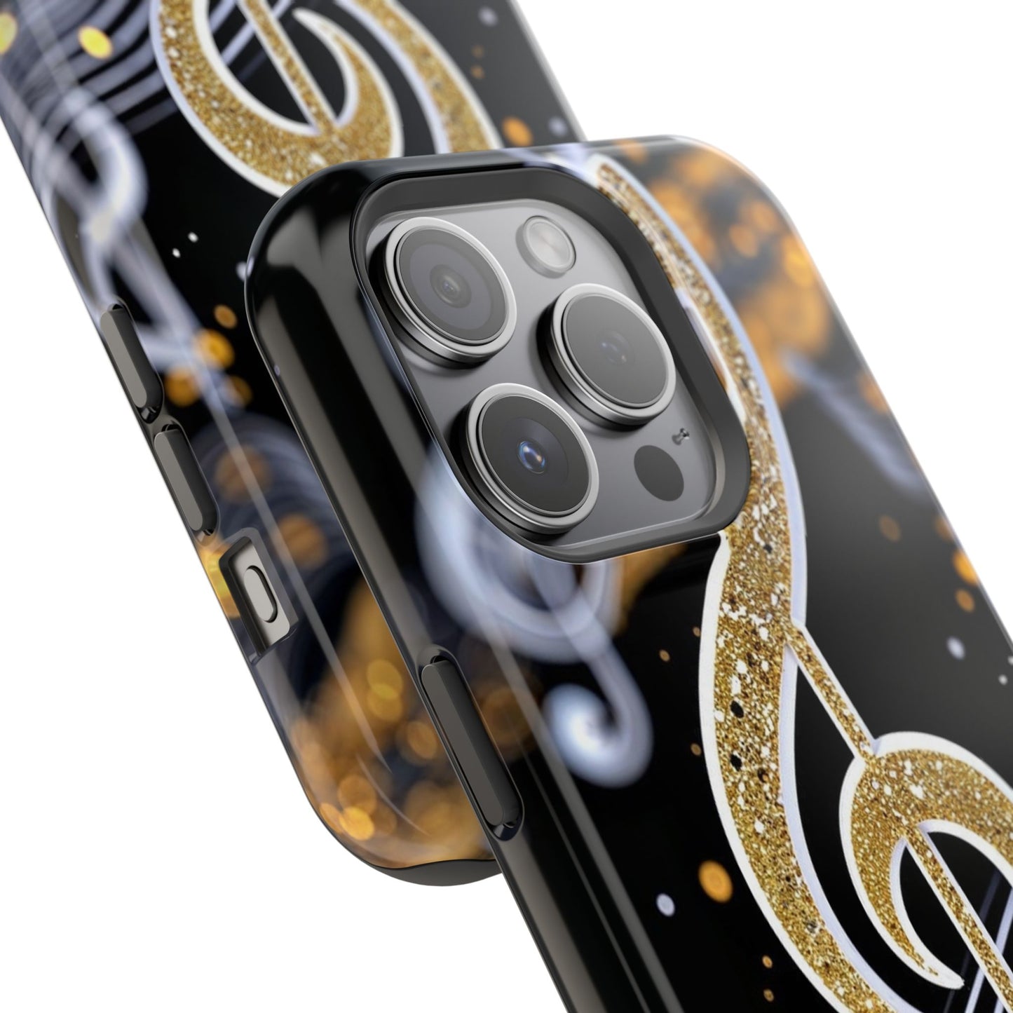Music Notes Magnetic Impact-Resistant Phone Case — Gold Treble Clef Design
