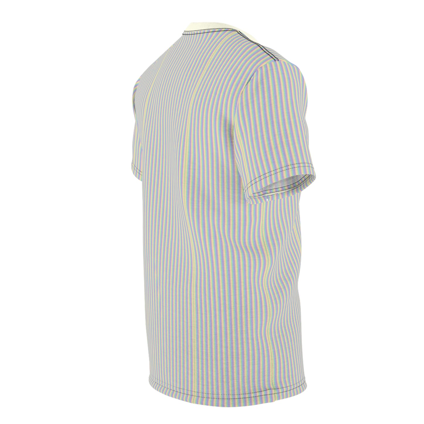 Striped Pastel Tee with Floral Pin Graphic