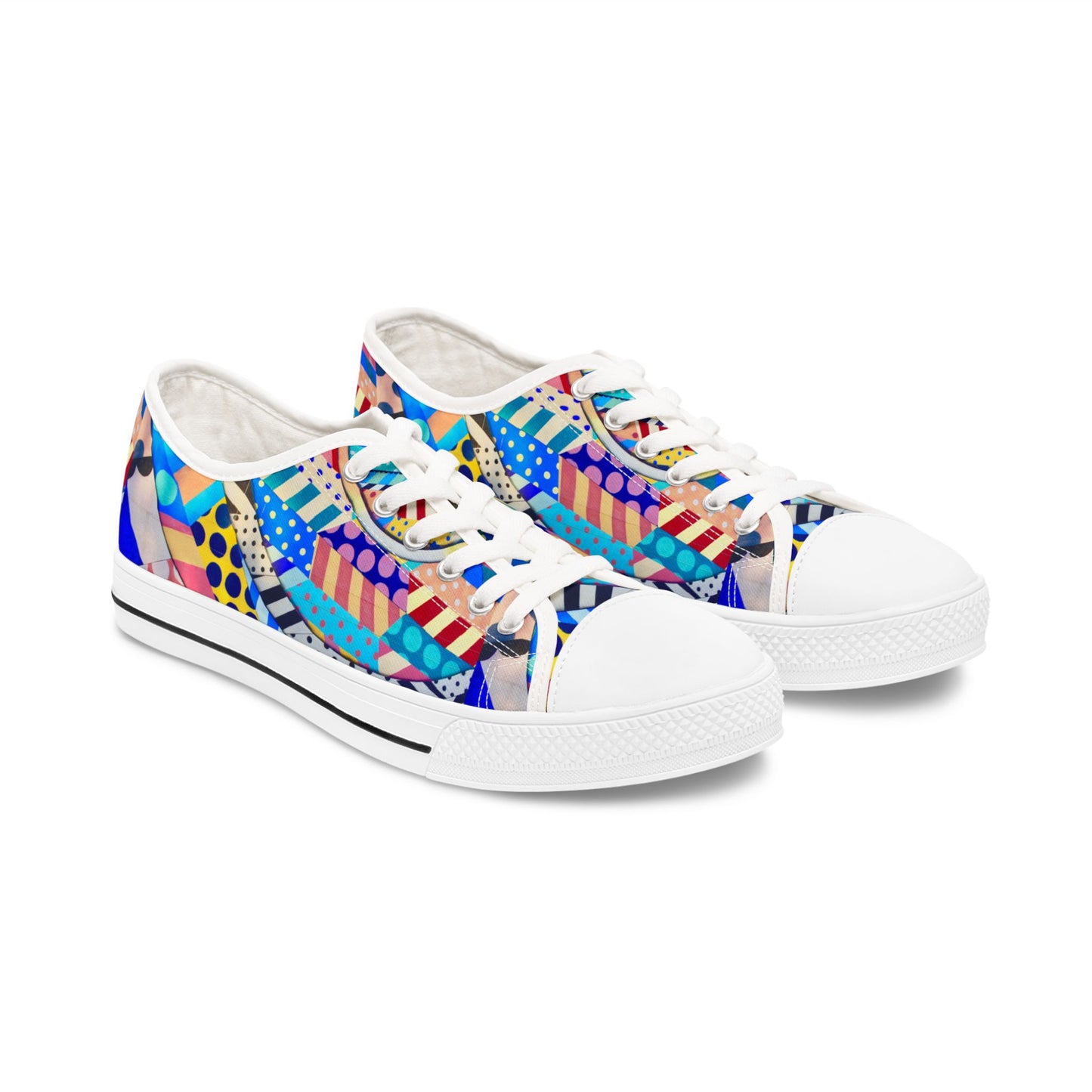Colorful Abstract Pattern Low Top Sneakers – Bold Geometric Print