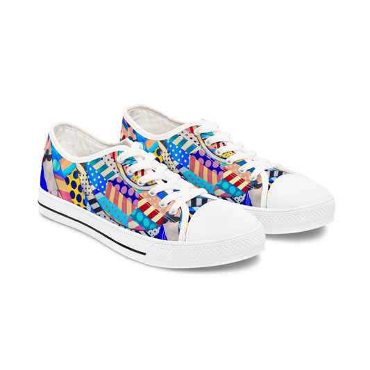 Colorful Abstract Pattern Low Top Sneakers – Bold Geometric Print