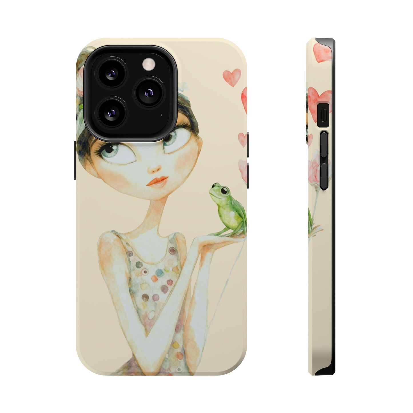 Whimsical Girl with Frog Magnetic Impact Phone Case