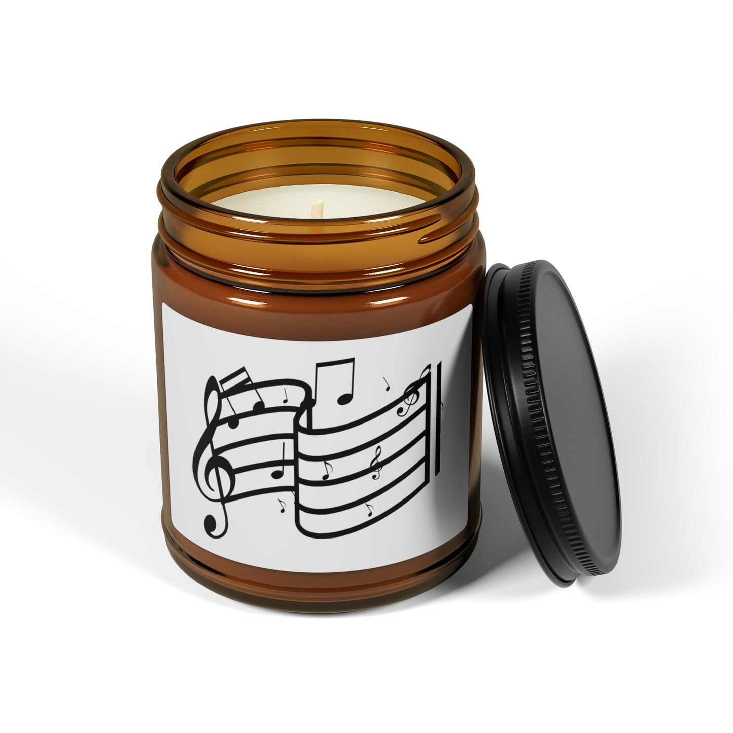 Musical Notes Soy Candle — Amber Jar Scented Candle for Music Lovers