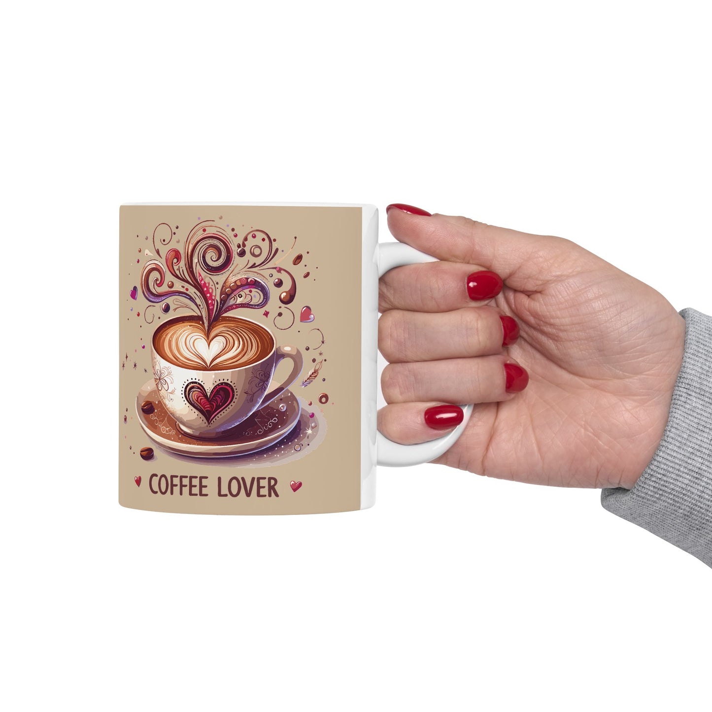 Coffee Lover Ceramic Mug — Cute Whimsical Coffee Art (11oz & 15oz)