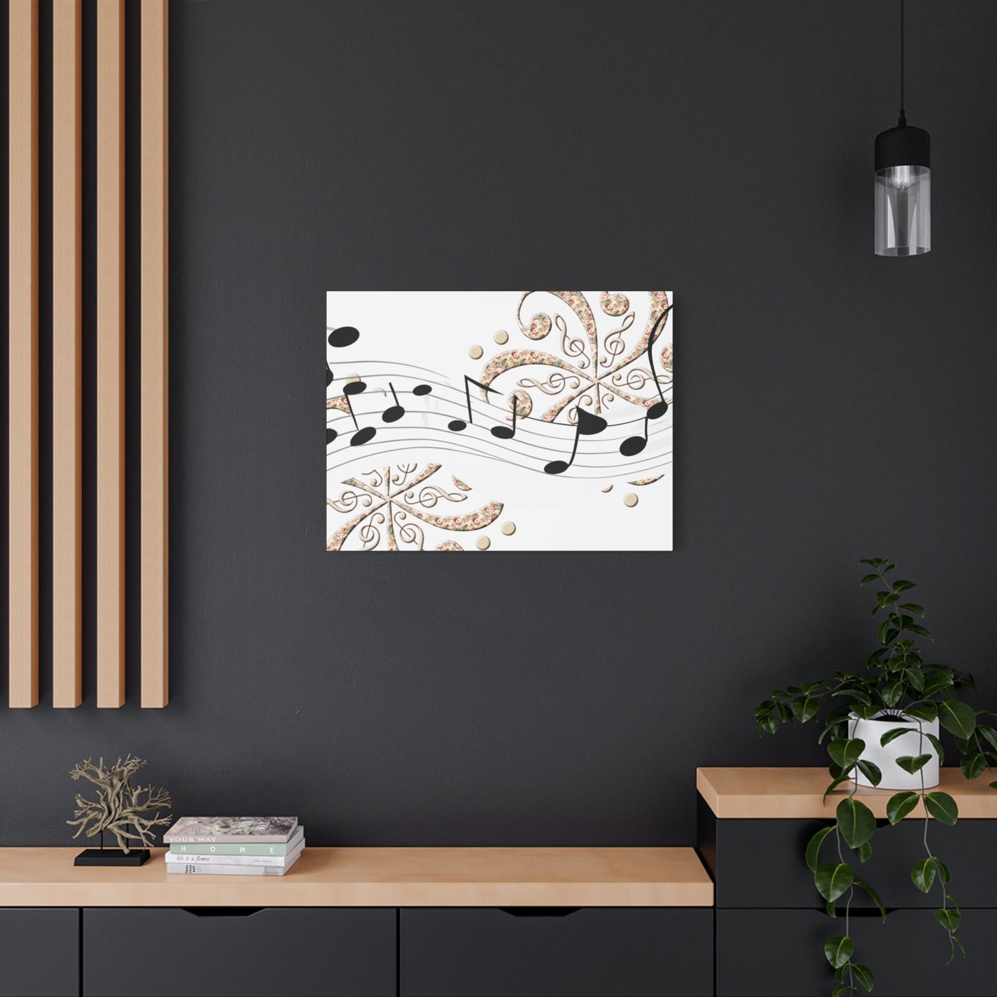 Musical Note Canvas Art, Floral Decor for Home, Music Lover Gift, Wall Art for Musicians, Unique Gift Idea