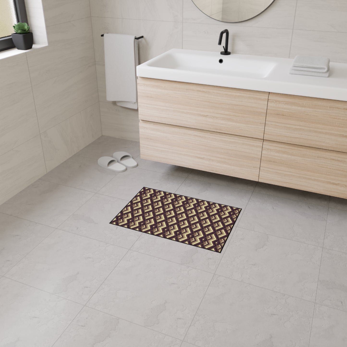 Geometric Retro Diamond Heavy-Duty Floor Mat