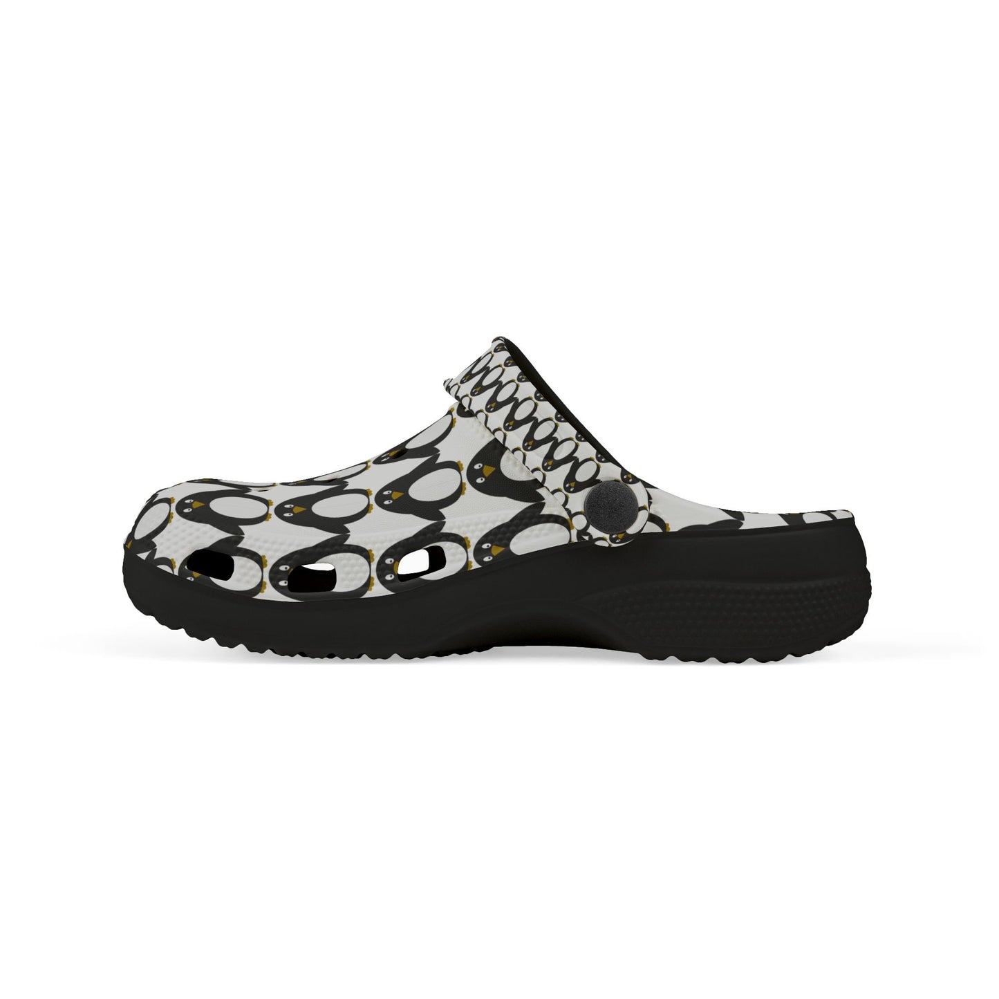 Kids Penguin Print EVA Foam Clogs — Cute Black & White Slip-On Sandals