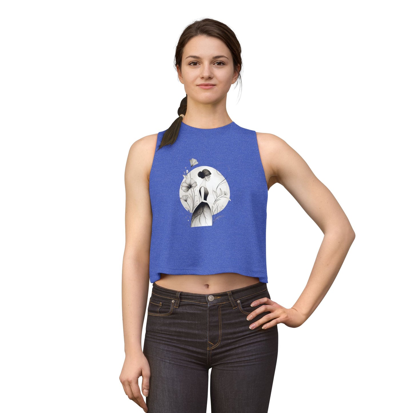 Floral Portrait Crop Top — Minimalist Botanical Art Tank