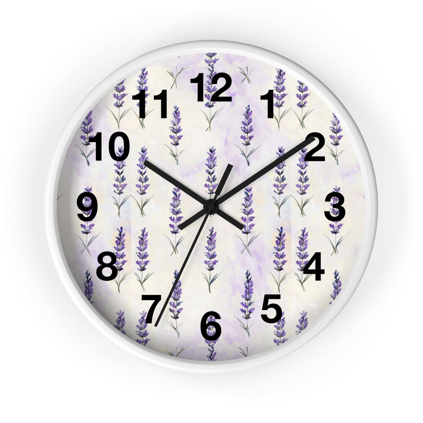 Lavender Sprig Wall Clock — Botanical Floral Clock for Kitchen, Bedroom & Living Room