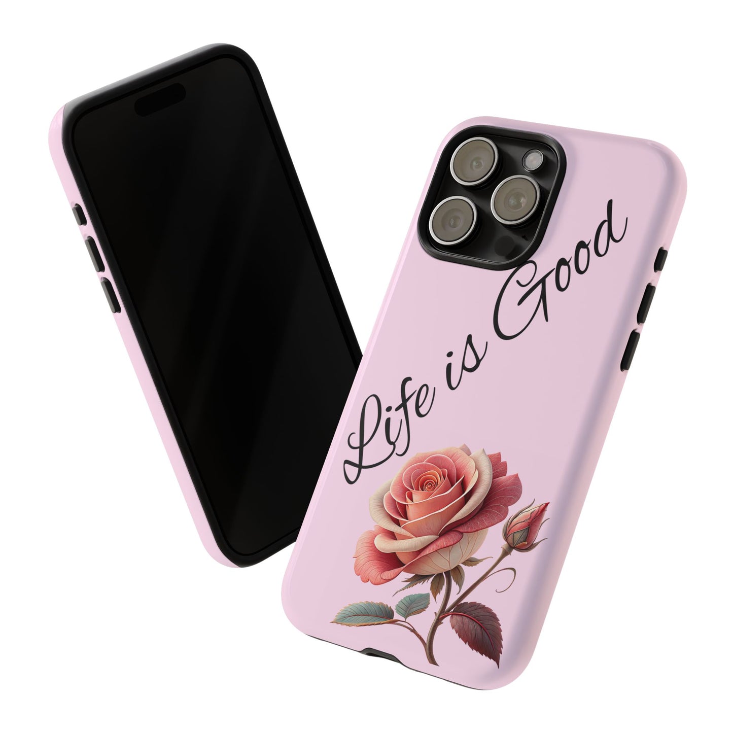 Roses & Positivity Phone Case - Floral Design, Life is Good, Tough Cases for Everyday Wear, Gift for Friends, Mother's Day, Spring [...]