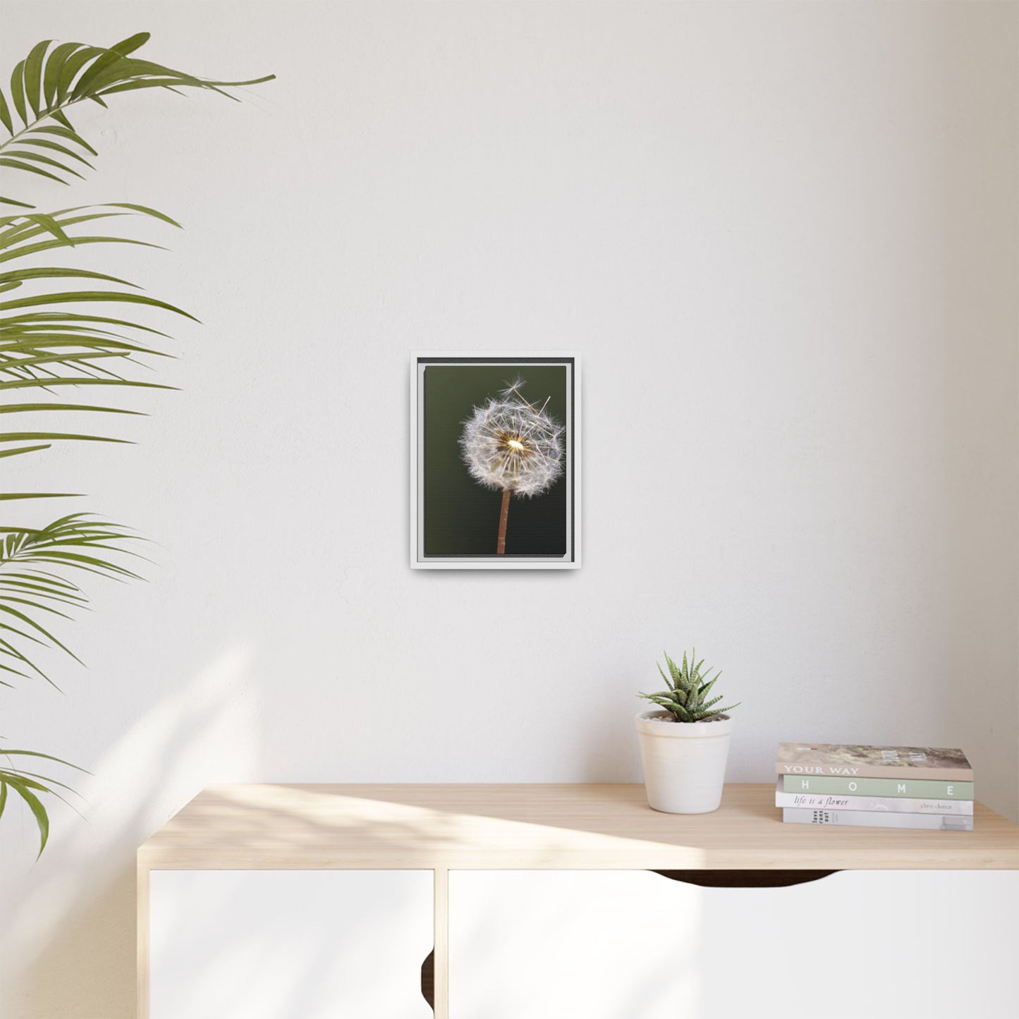 Framed Dandelion Canvas Print — Matte Botanical Wall Art