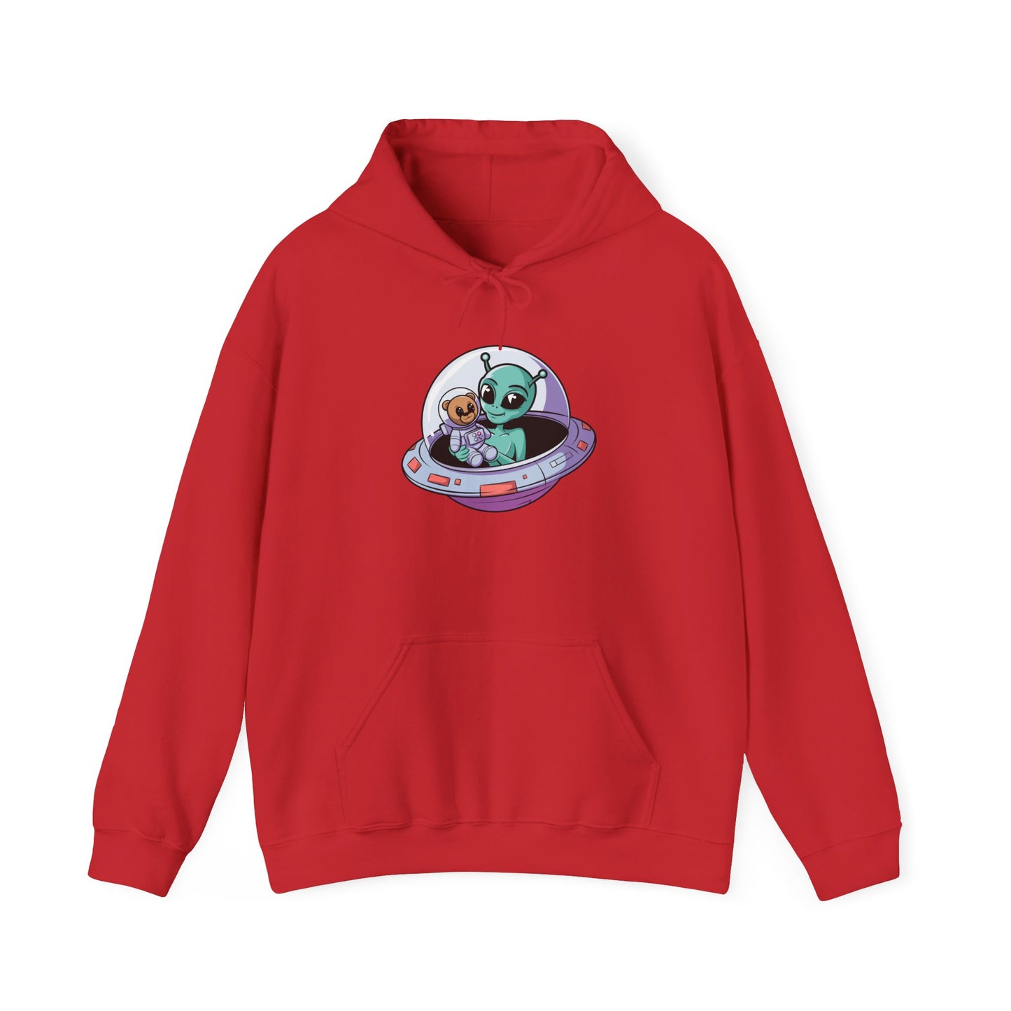 Cute Alien and Kid Hoodie, Unisex Heavy Blend Sweatshirt, UFO Lover Gift, Halloween Costume, Space-Themed Outfit, Birthday Present
