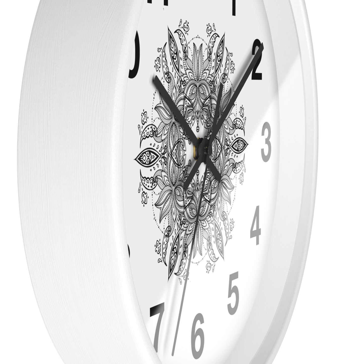 Mandala Wall Clock — Black & White Floral Boho Home Décor