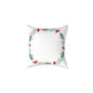 Holiday Holly Corner Square Pillow - Festive Red Berries & Greenery Throw Pillow