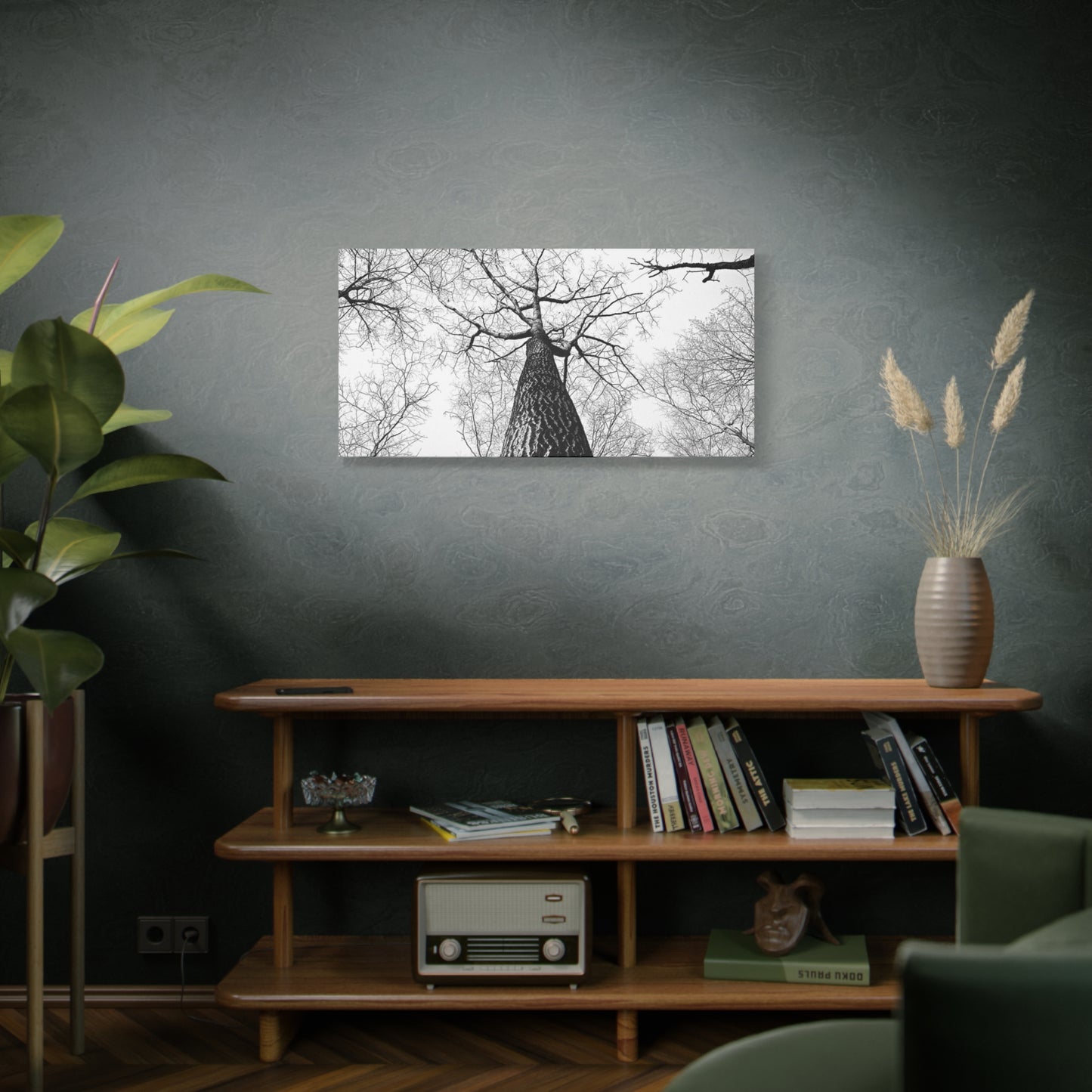 Black & White Tree Canopy Matte Canvas Wall Art — Upward Forest Photography