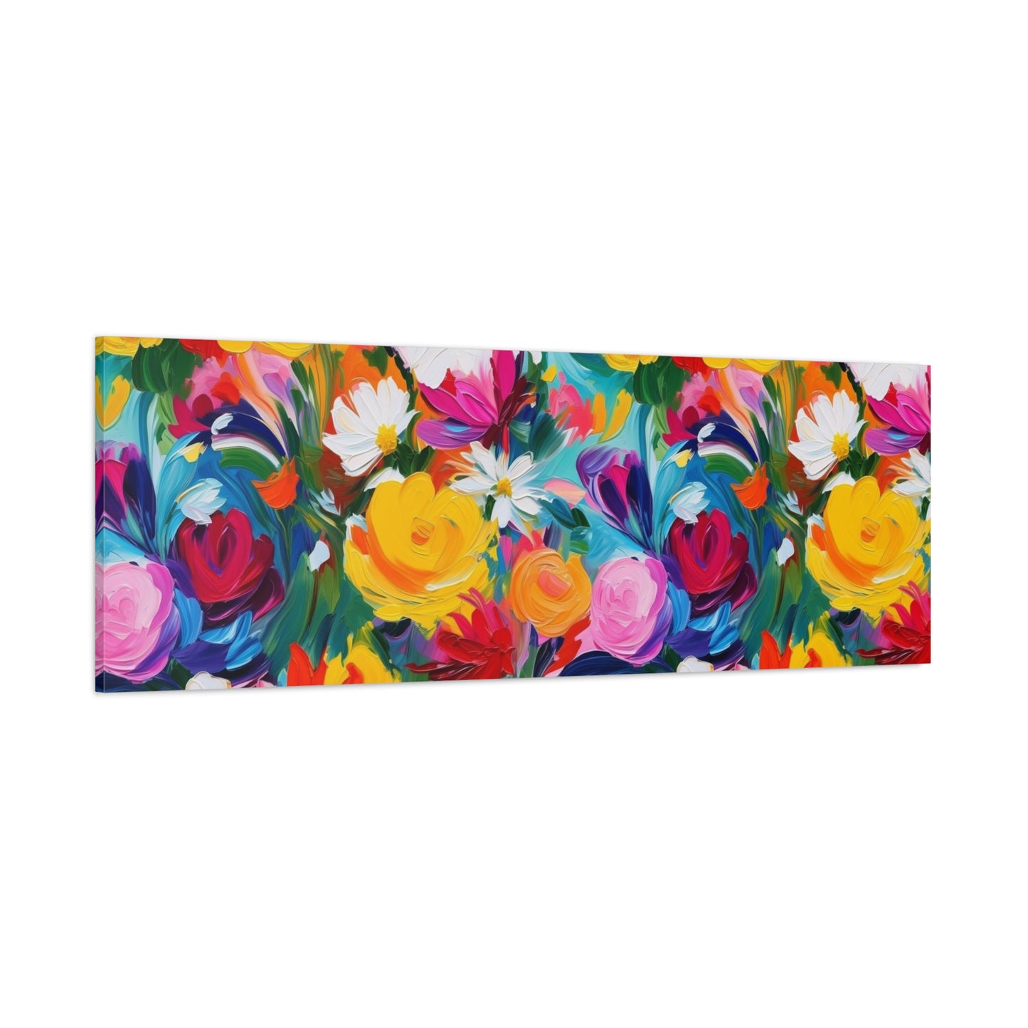 Vibrant Floral Matte Canvas Wall Art — Colorful Garden Print, Stretched 1.25"