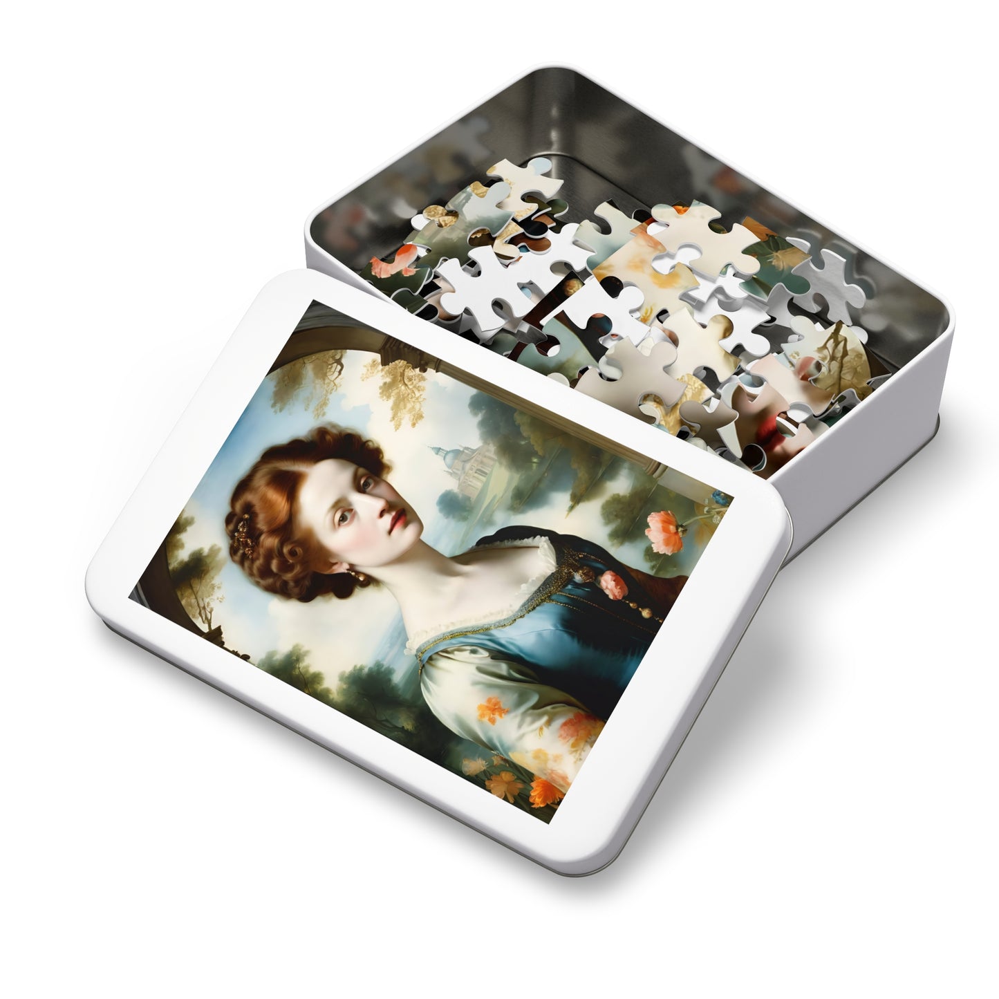 Vintage Art Jigsaw Puzzle with Tin, Classic Artwork, Engaging Family Activity, Collectible Gaming Puzzle, Unique Gift Idea, Relaxing Hobby