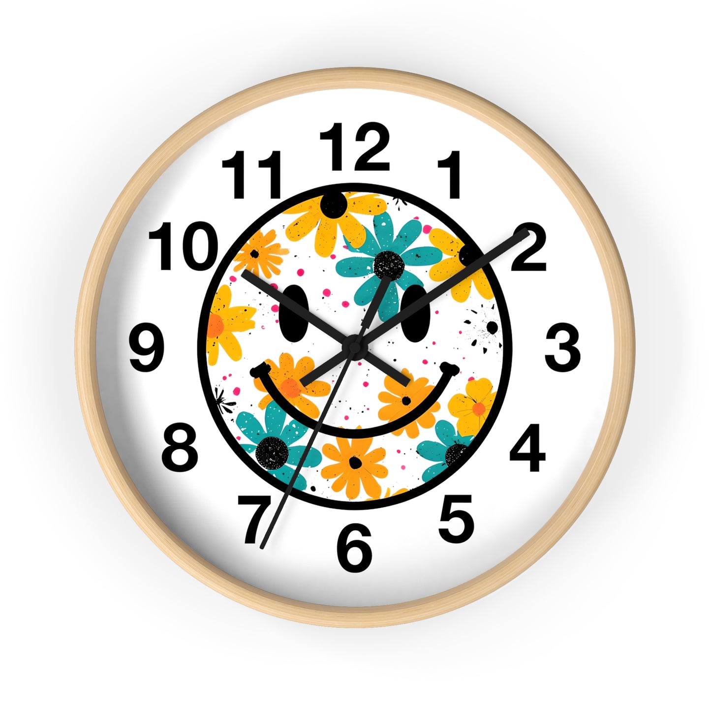 Floral Smile Wall Clock — Cheerful Daisy Face Home Decor