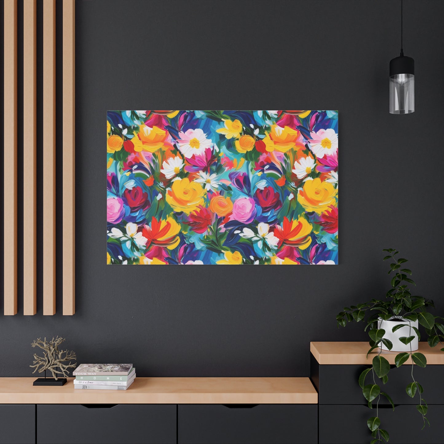 Vibrant Floral Matte Canvas Wall Art — Colorful Garden Print, Stretched 1.25"