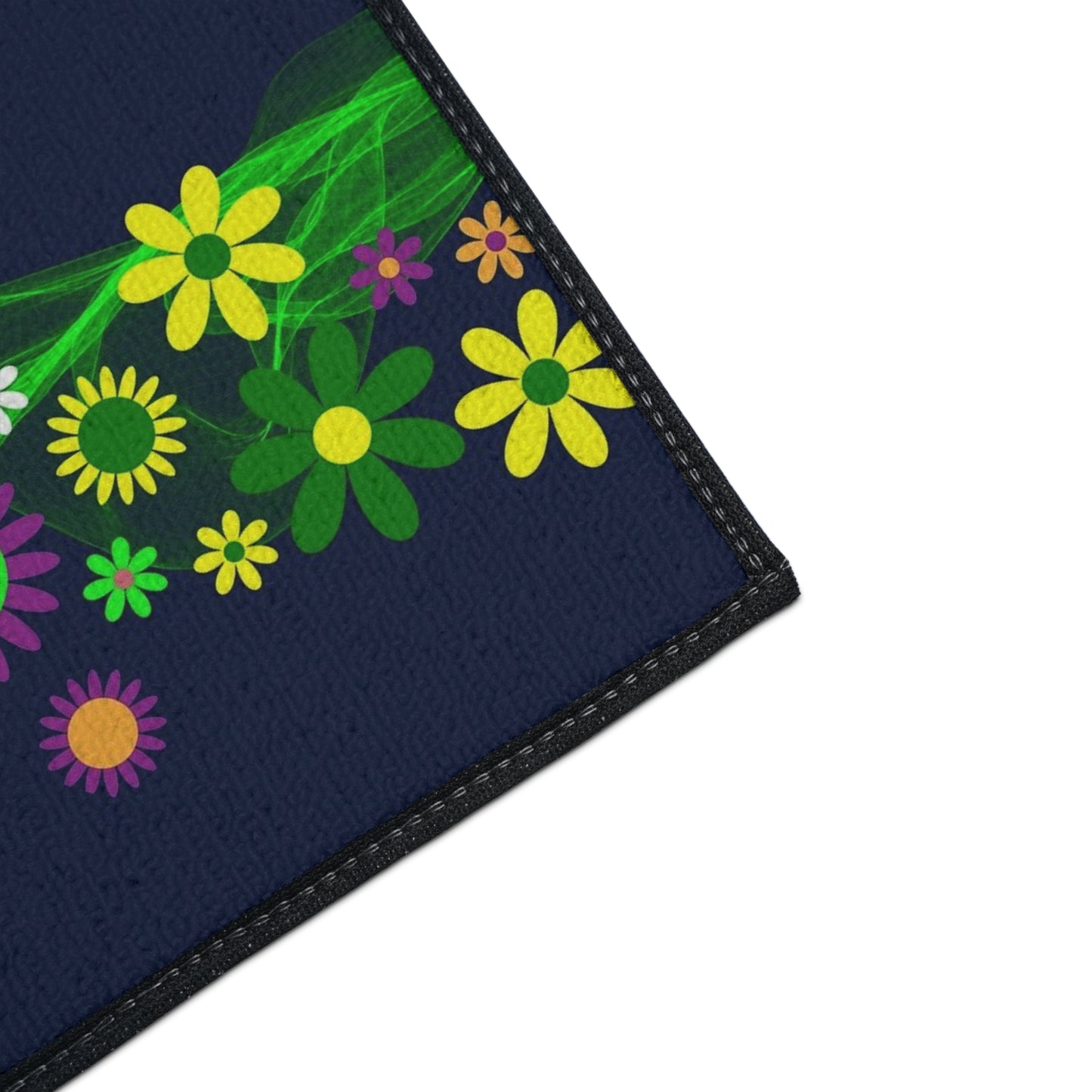 Floral Neon Wave Floor Mat — Heavy-Duty Non-Slip Entry Rug