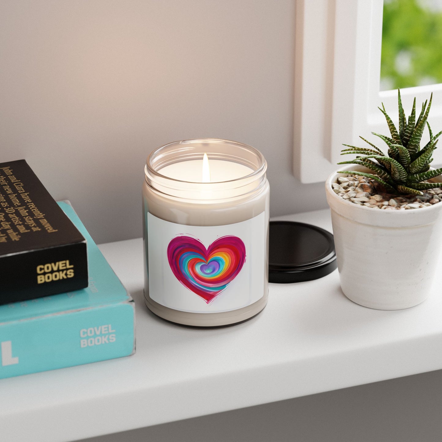 Rainbow Heart Soy Candle — 9oz Scented Jar for Gifts, Valentine’s & Pride