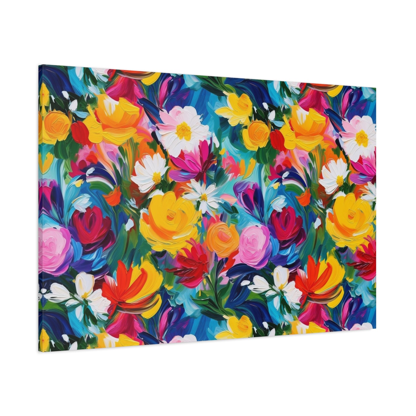 Vibrant Floral Matte Canvas Wall Art — Colorful Garden Print, Stretched 1.25"