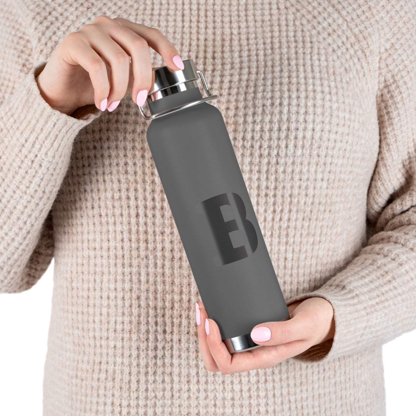Personalized Copper Insulated Water Bottle, 22oz - "B" Custom Monogram