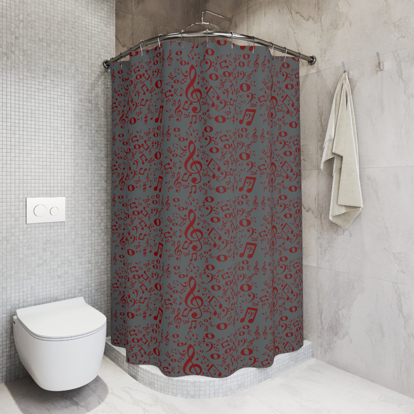 Musical Notes Shower Curtain | Perfect for Music Lovers, Unique Bathroom Decor, Gifts for Music Teachers, Home Styling, Artsy Style