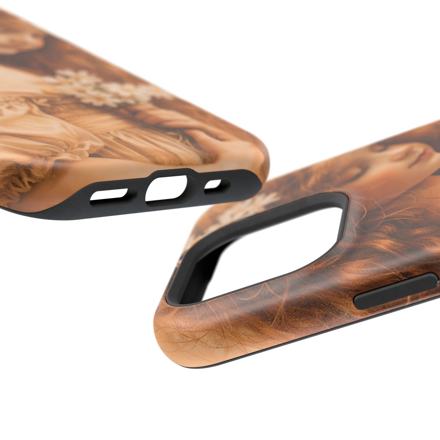 Vintage Floral Girl Magnetic Impact Phone Case — Protective iPhone Cover with Sepia Art