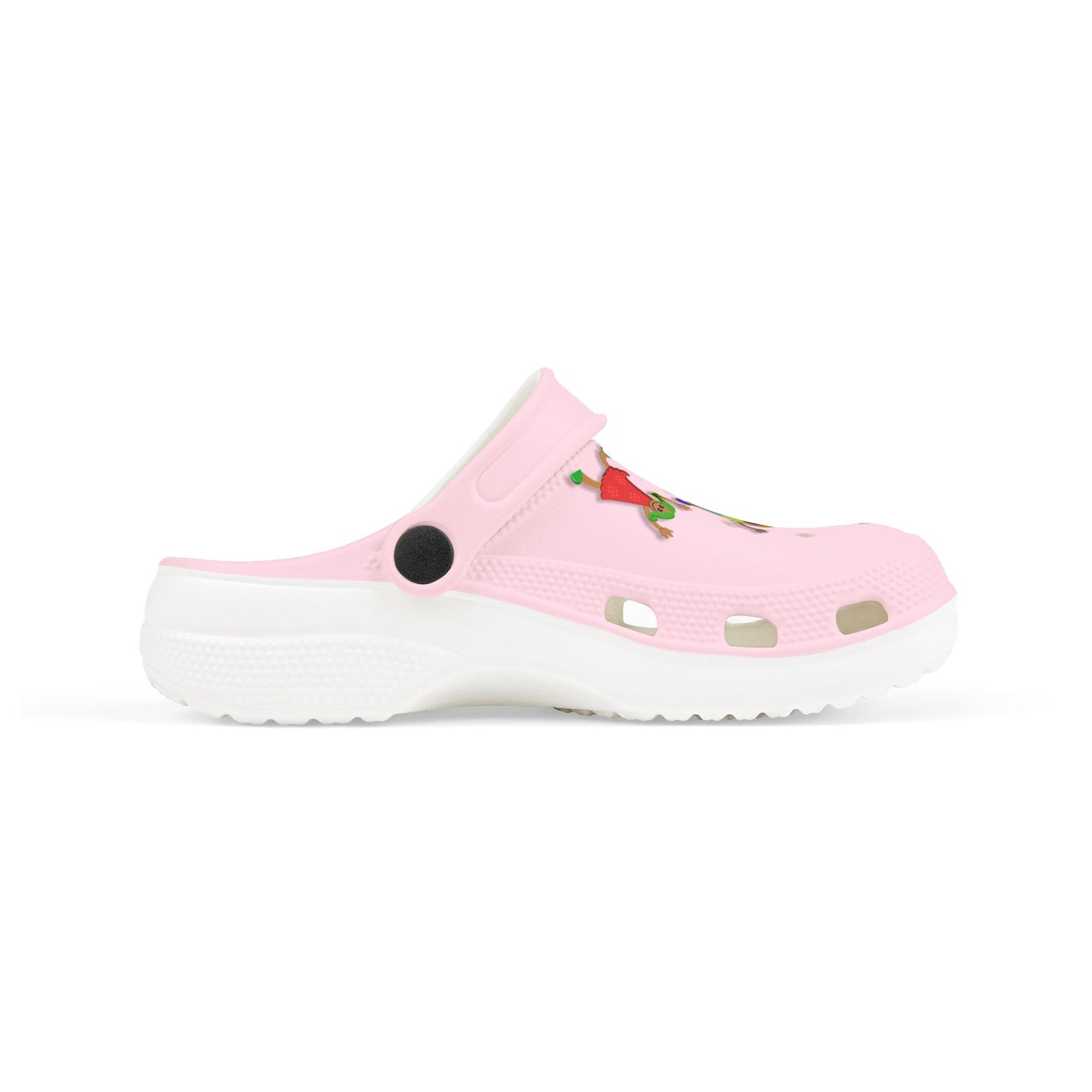 Kids Pink Foam Clogs with Cheerful Dancing Kids Print