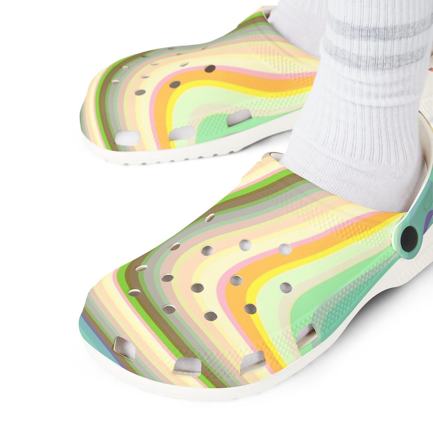 Retro Swirl Clogs — Colorful EVA Foam Comfort Shoes