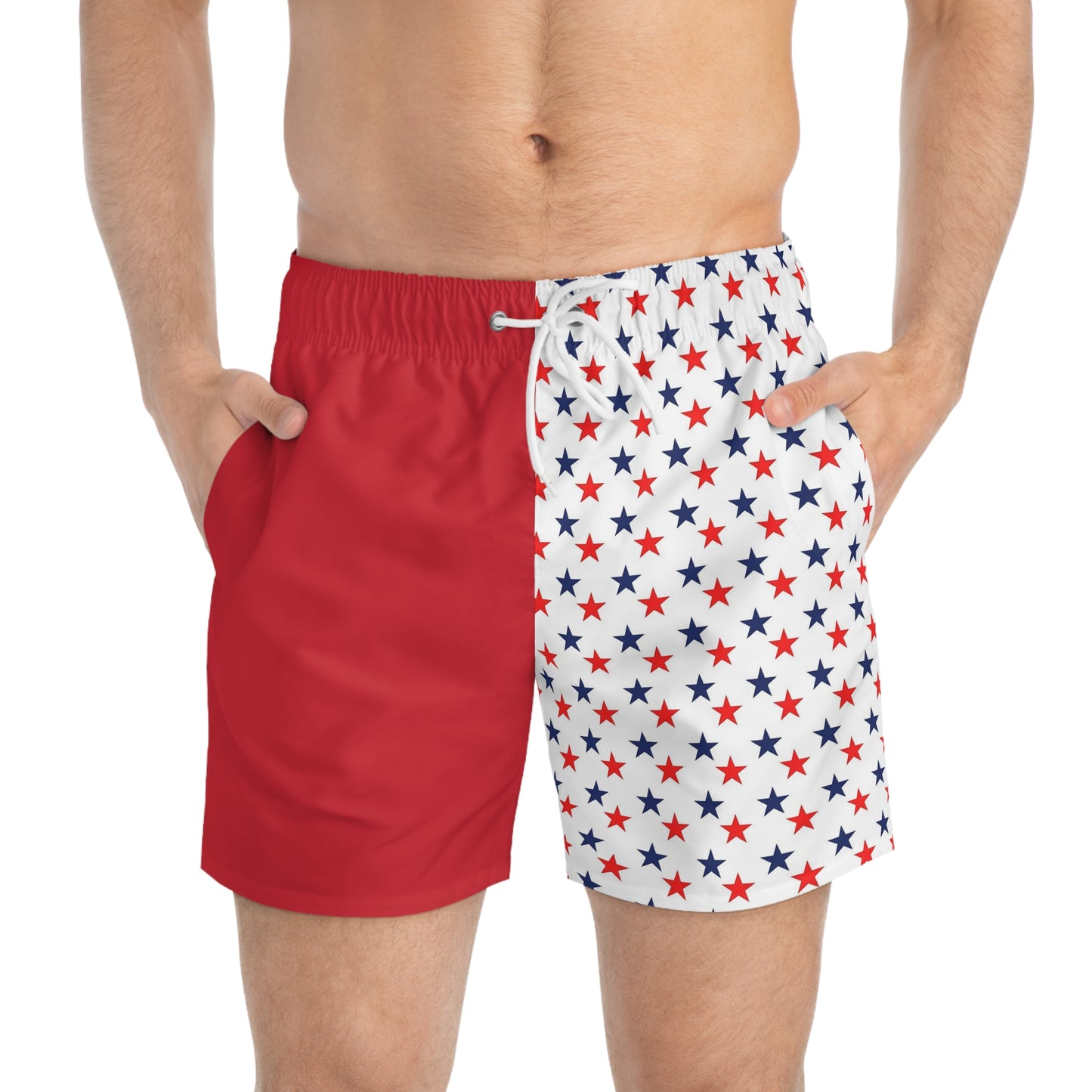 Patriotic Star Pattern Swim Trunks - Perfect for Summer Fun