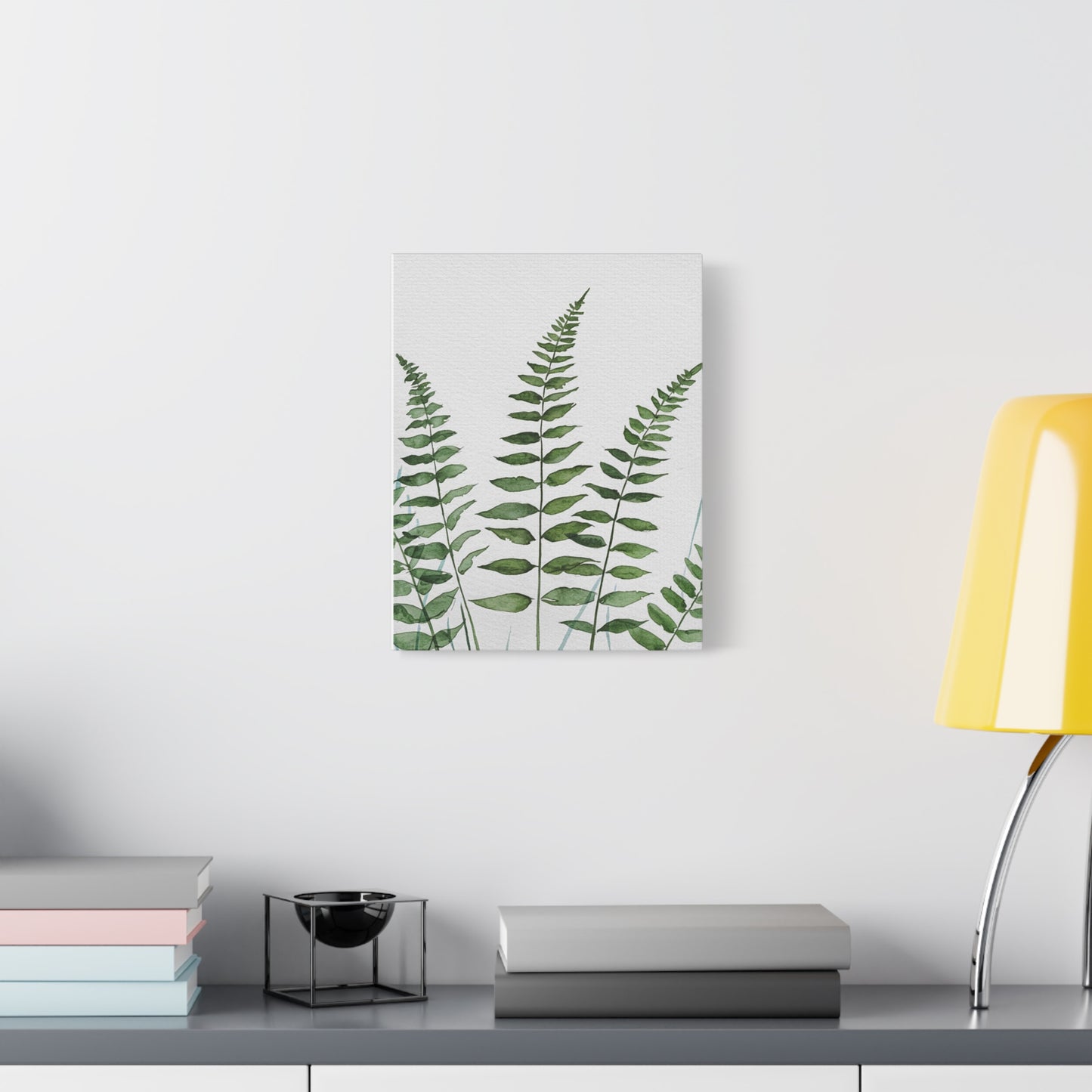 Fern Watercolor Canvas Art – Botanical Matte Stretched Wall Print