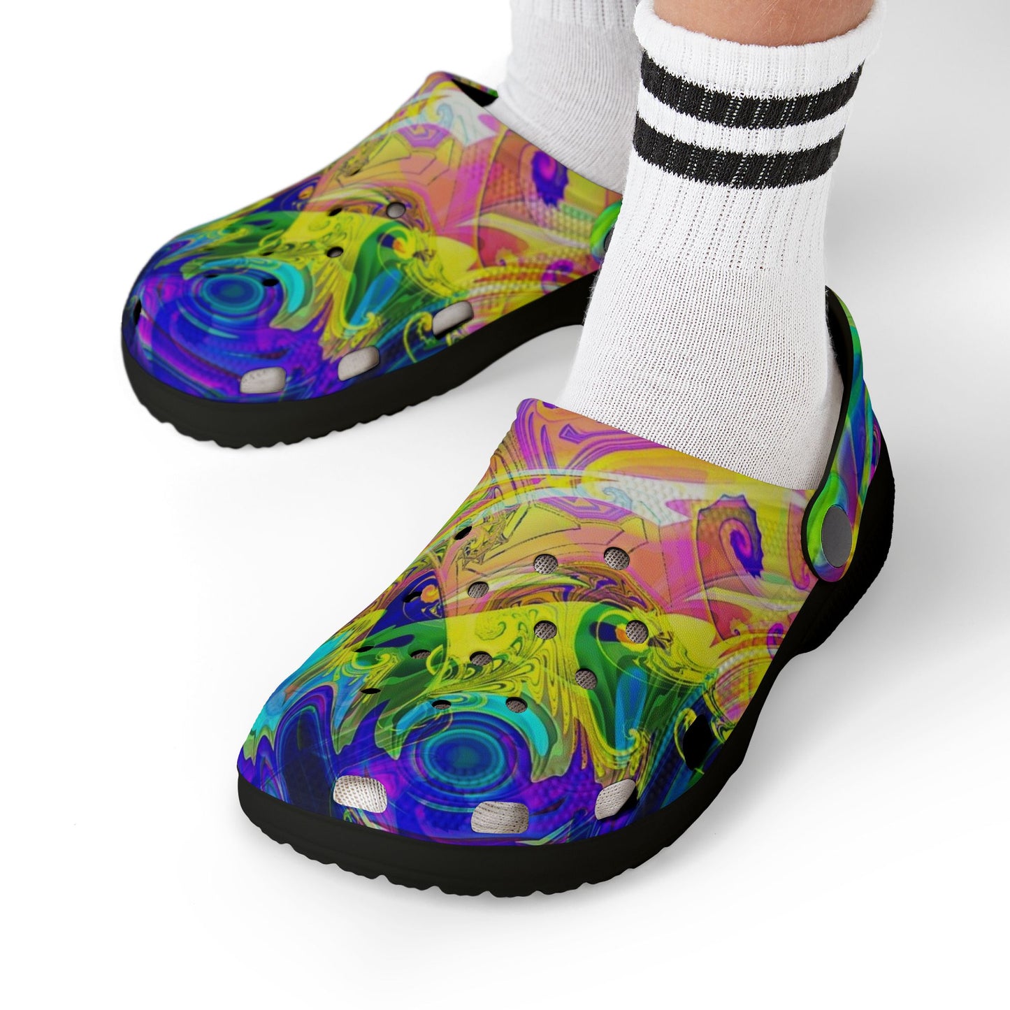 Kids Tie-Dye Swirl EVA Foam Clogs — Colorful Watercolor Slip-On Sandals