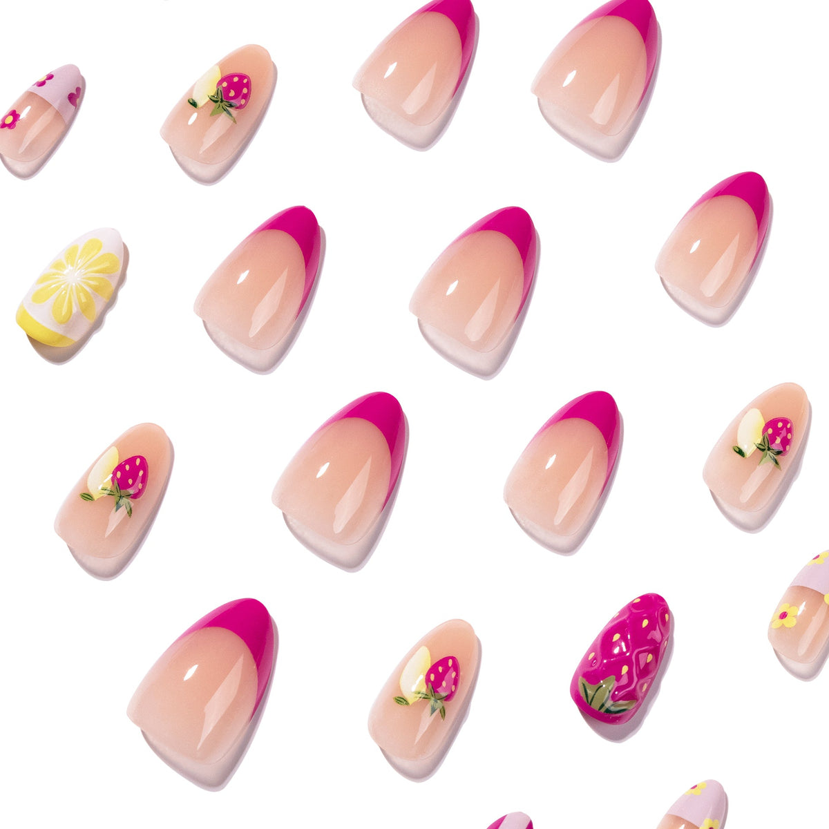 365nails: "Strawberry Lemonade Oval" – Fruit Print Press-on Nails – Image 3