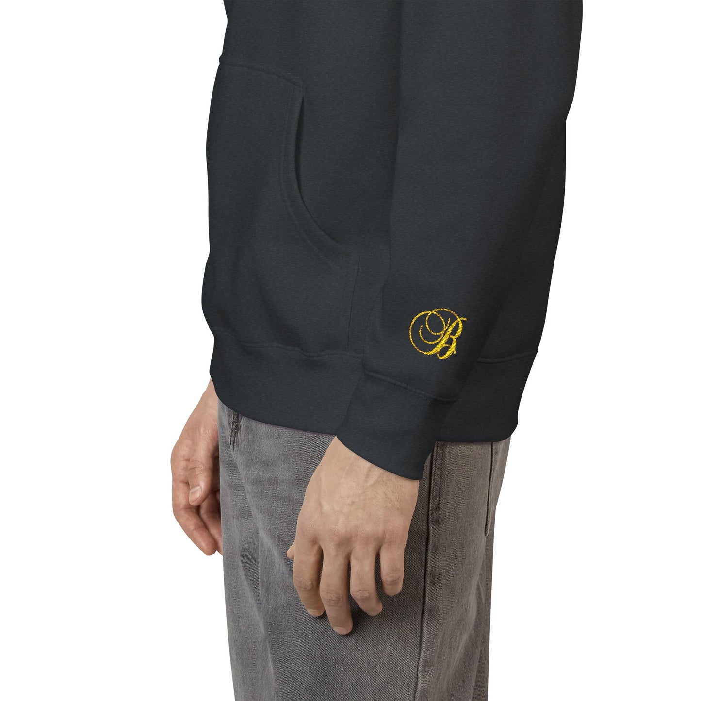 Coral Gold Floral Initial Hoodie — Monogram 'B' Casual Pullover