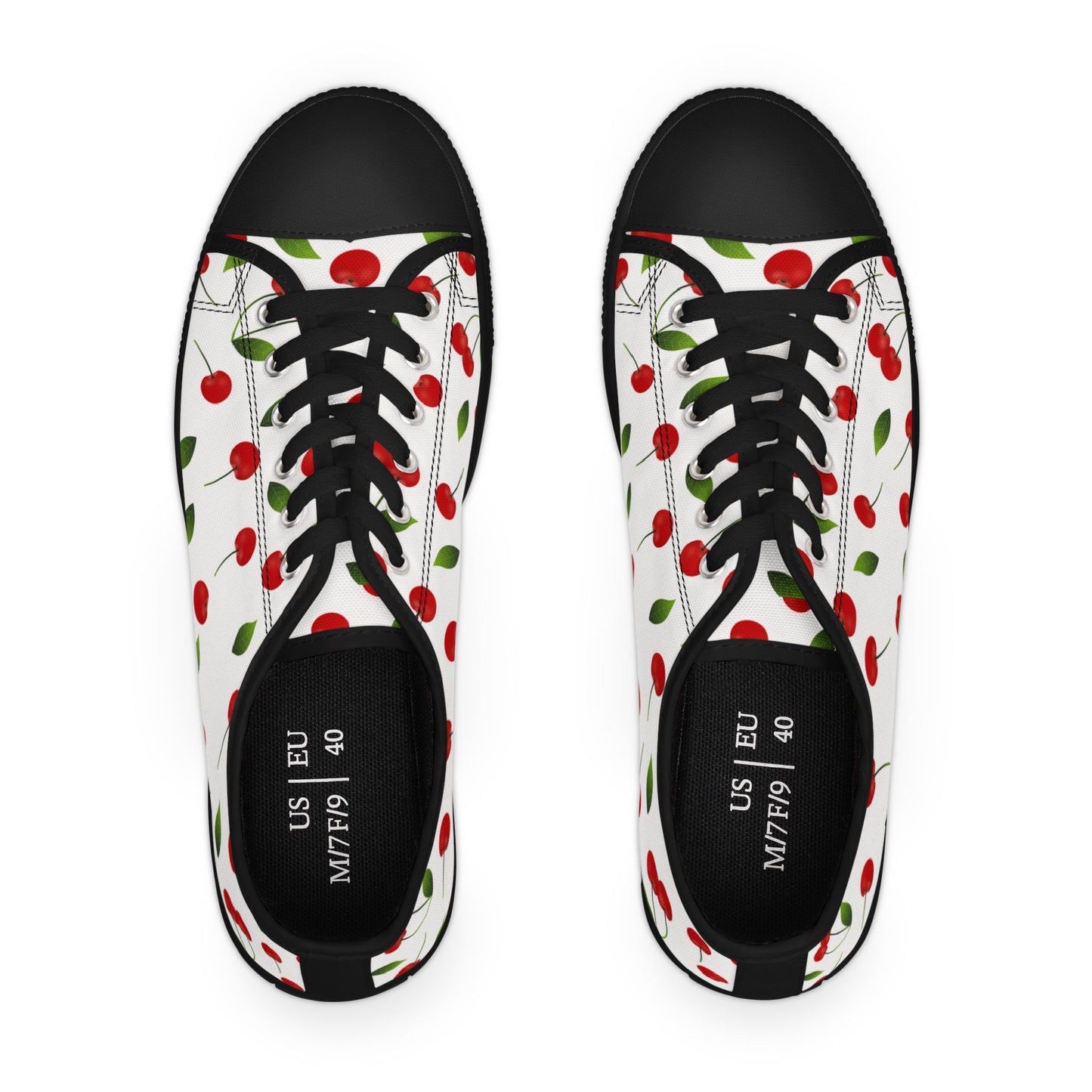 Cherry Print Low Top Sneakers — Women's Cute Summer Casual Shoes