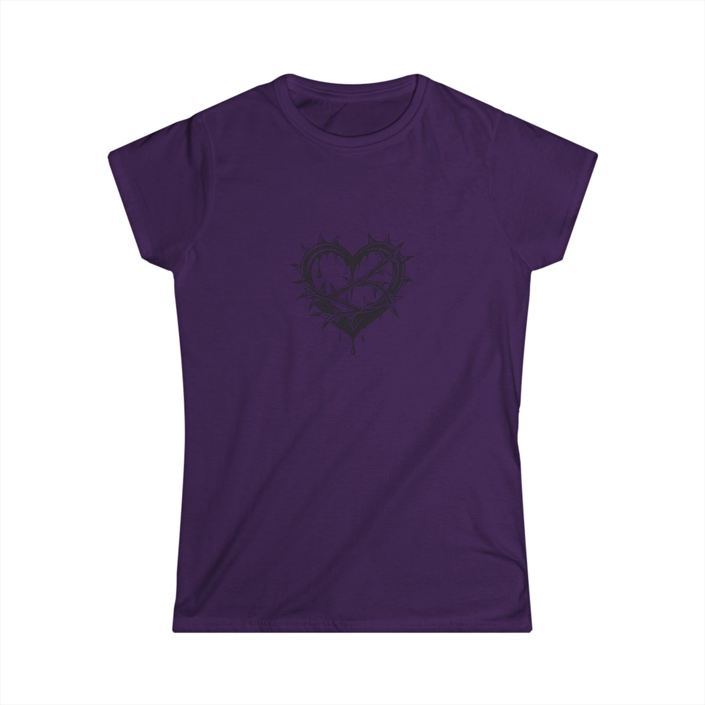 Women's Softstyle Tee with Heart Design, Casual Graphic T-Shirt, Gift for Her, Valentine’s Day Apparel, Trendy Outfit