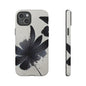 Monochrome Floral Tough Phone Case — Black Ink Flower Protective Cover
