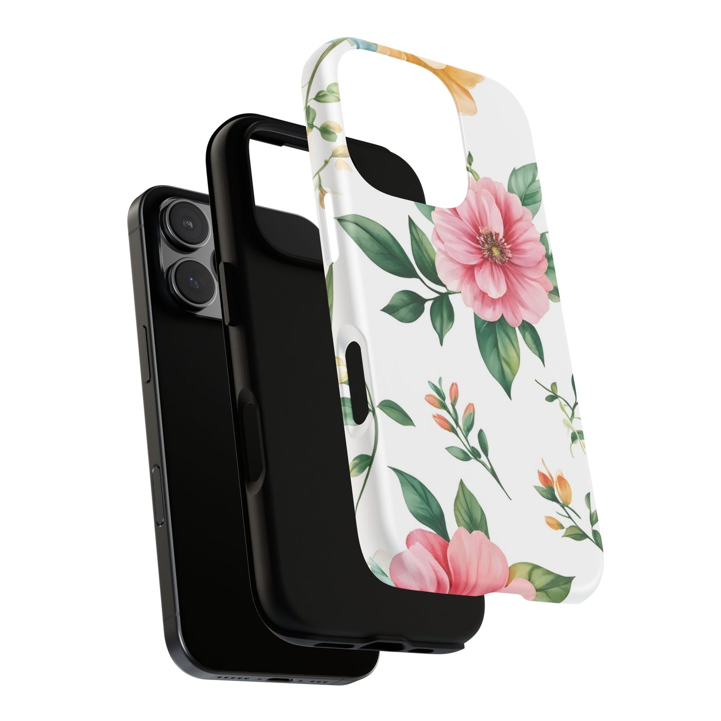 Floral Tough Phone Case — Pink Peony Protective Phone Cover