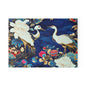 Glass Cutting Board - Elegant Japanese Crane & Peony Floral Pattern