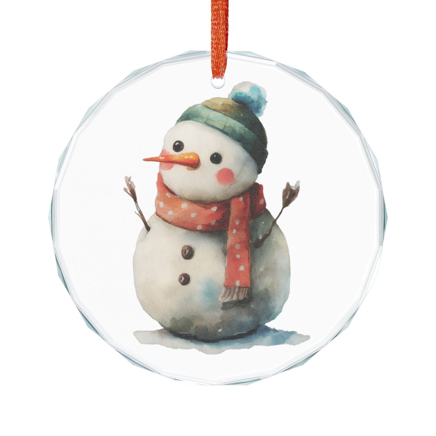 Crystal Heart Ornament — Cute Snowman Holiday Decoration
