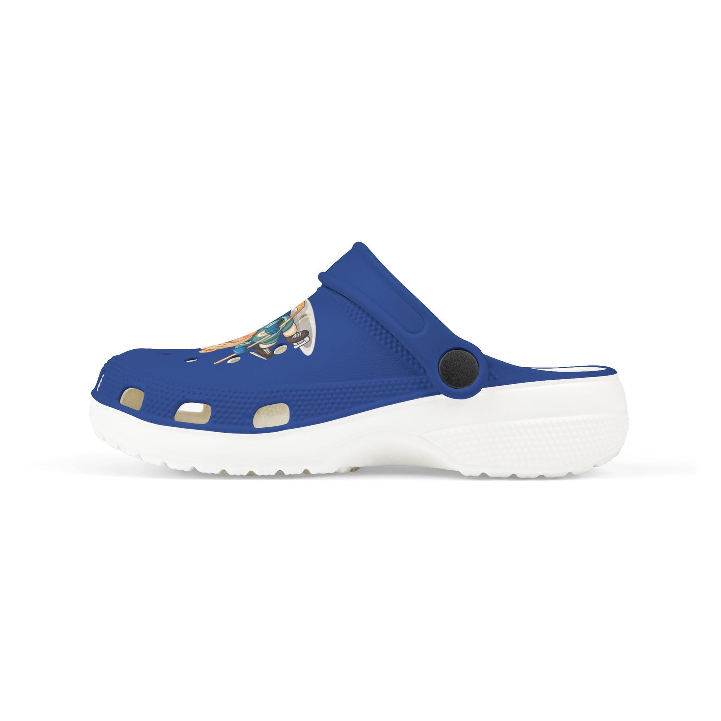 Kids Hockey Bear EVA Foam Clogs — Blue All-Over-Print Slip-On Shoes