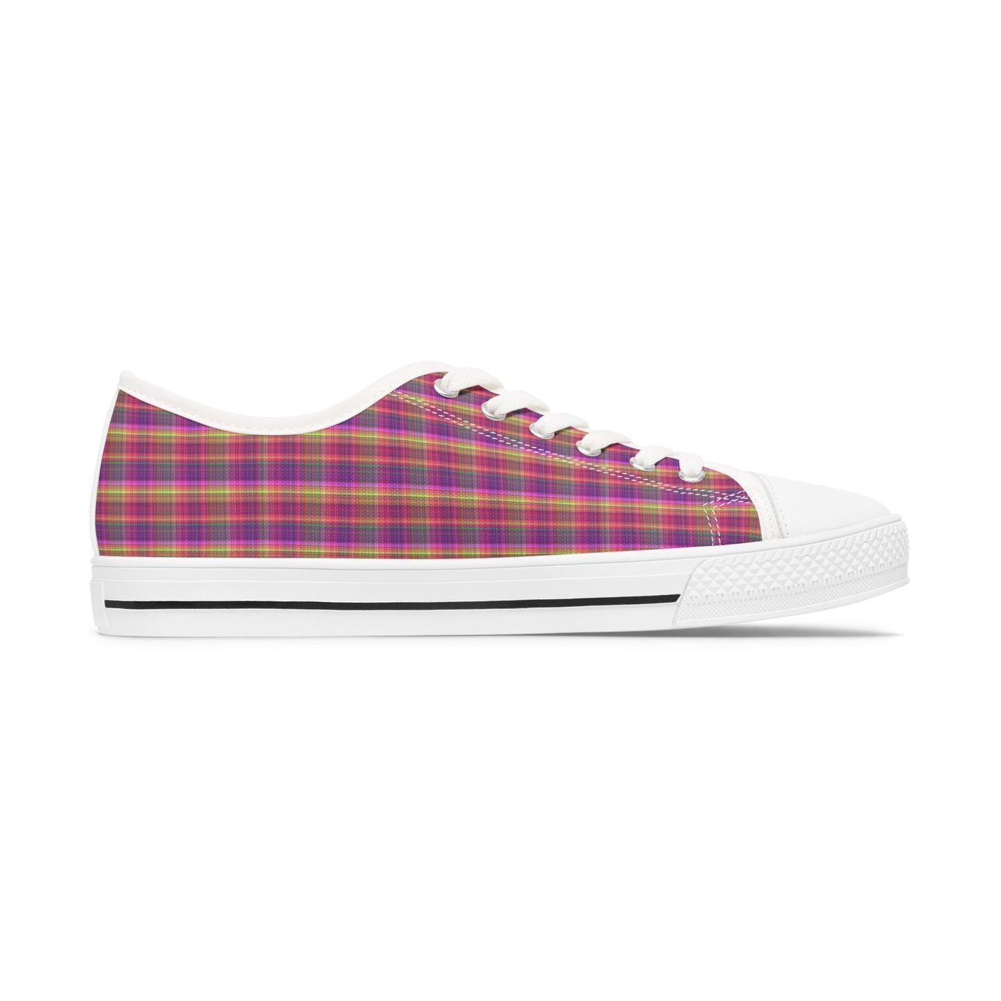 Plaid Low Top Sneakers — Women's Casual Canvas Shoes