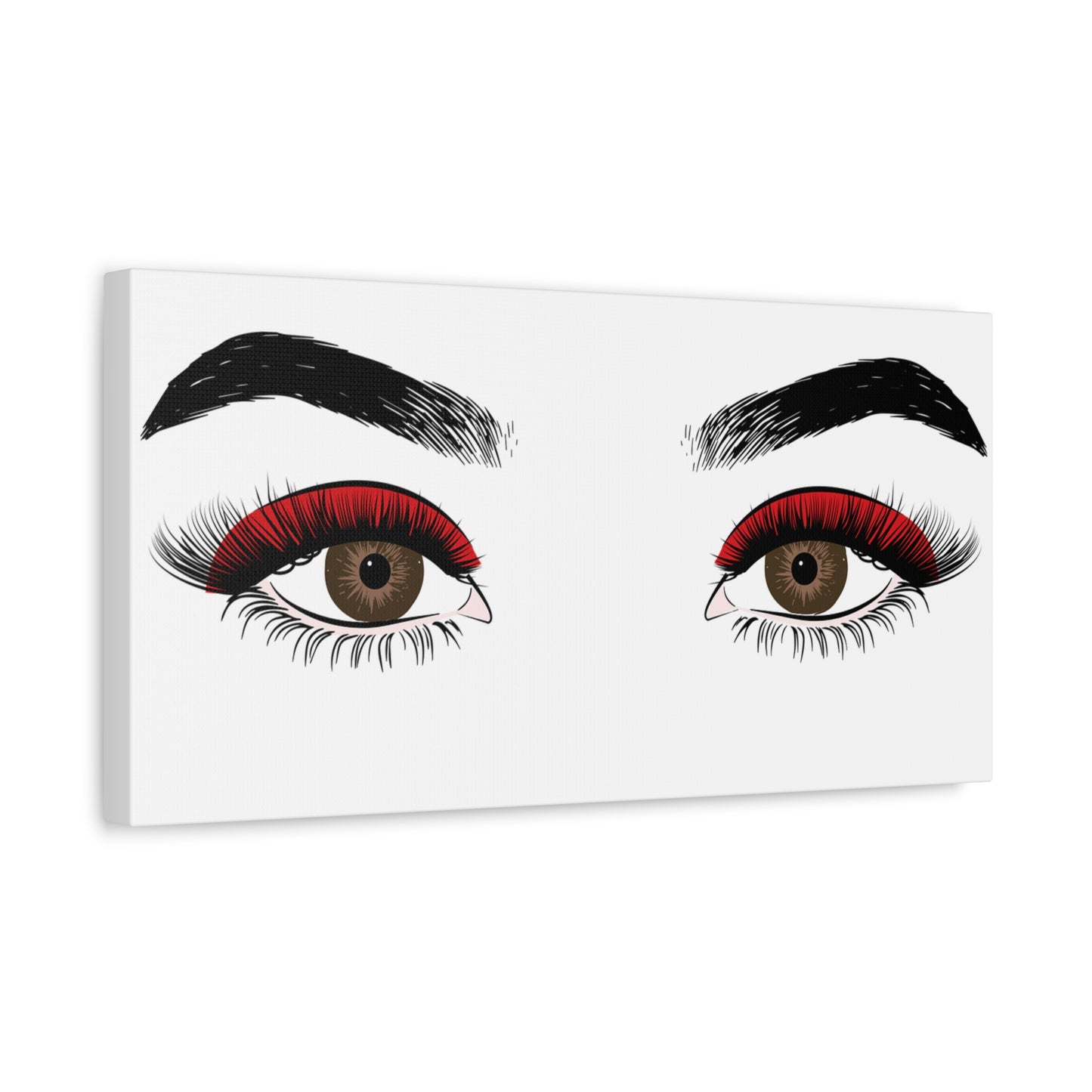 Red Lashes Wall Art Canvas — Glam Eyes Makeup Decor