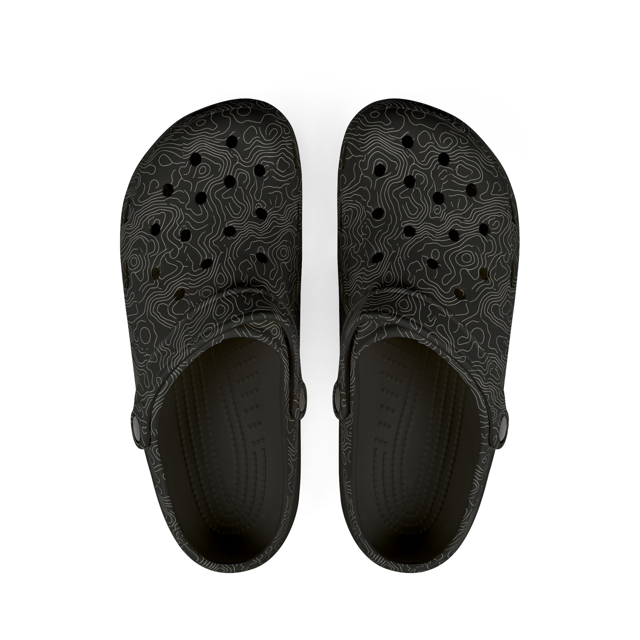 EVA Foam Clogs — Lightweight Black Swirl Slip‑On Shoes